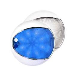 HELLA - LED White and Blue interior lamp.  Touch control and dimming.  UV resistant enhanced impact acrylic lens.  5000K (White).  Pre-wired with 2.5m of twin core marine cable.  Multivolt 9-33V DC.  4.0W ( 0.33A@12V / 0.16A@24V ).  IP 6K6 6K7.  Surface mount.